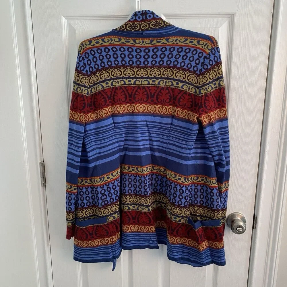 ICELANDIC DESIGN Knit Cardigan Wool Nordic Open Shawl Collar Sweater Size Small - Picture 5 of 6